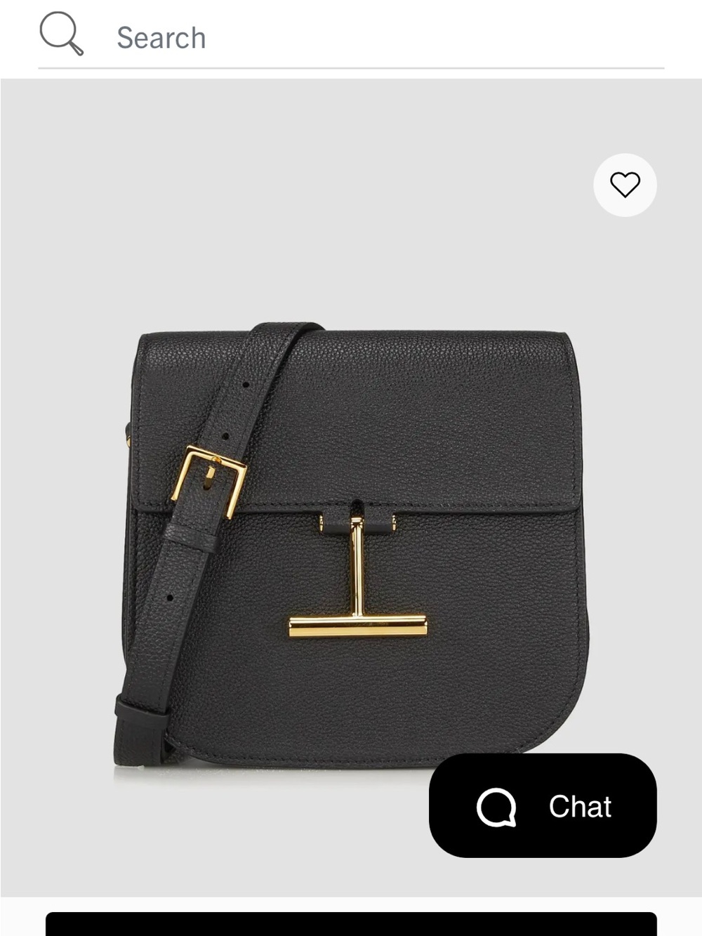 Tom Ford Black Leather Crossbody with Gold T-Bar Hardware
